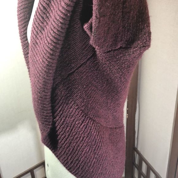 Purple sweater/open front maroon cardigan/ the “cocoon” style. - Picture 5 of 11